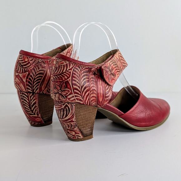 Spring Step Shoes L'Artiste Toolie Womens 41 Red Heels Leather D'Orsay Mary Jane - Picture 16 of 16